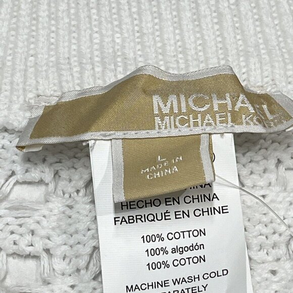 Michael Kors Sweater Womens L White Open Knit Pullover Tunic Beach Lagenlook - Picture 8 of 10